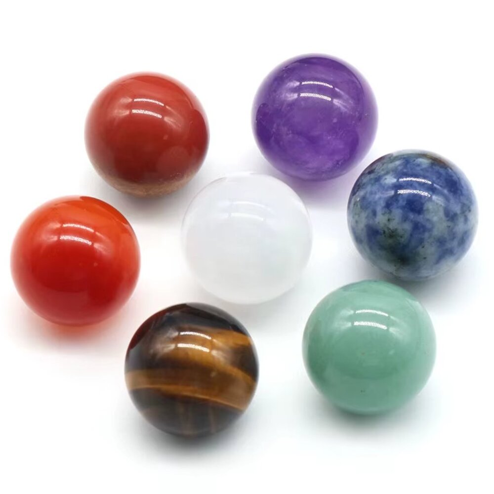7PCS Natural Stone 12mm Set – Chakra Healing Crystal Ornaments